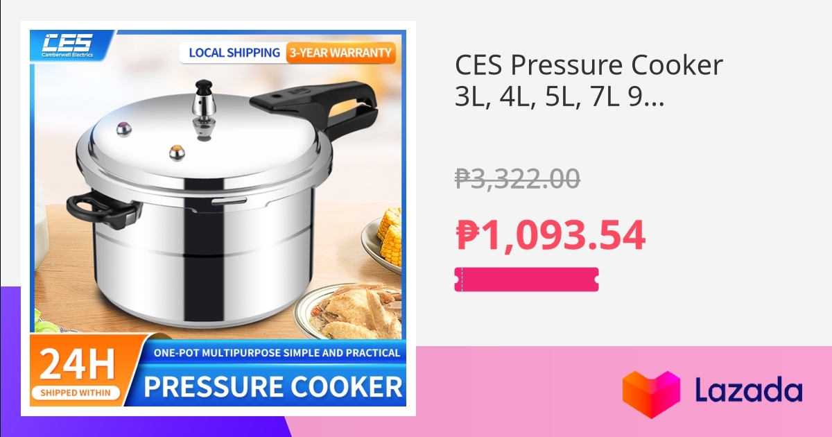 CES Pressure Cooker 3L, 4L, 5L, 7L 9L Domestic Gas Stainless Steel
