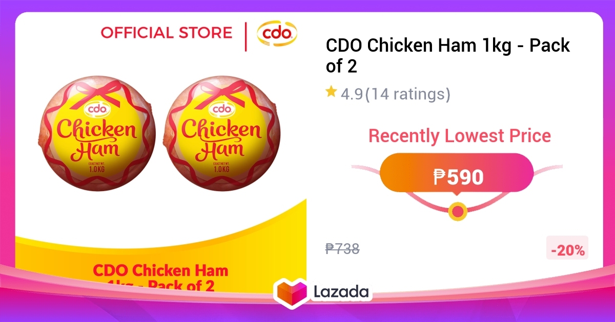 Cdo Chicken Ham 1kg Pack Of 2