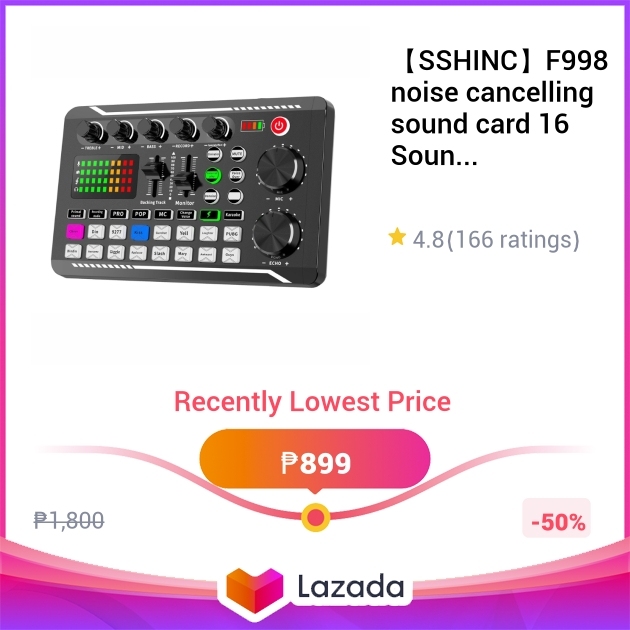 【SSHINC】F998 noise cancelling sound card 16 Sound Effects Noise Reduction Mixers for Voice