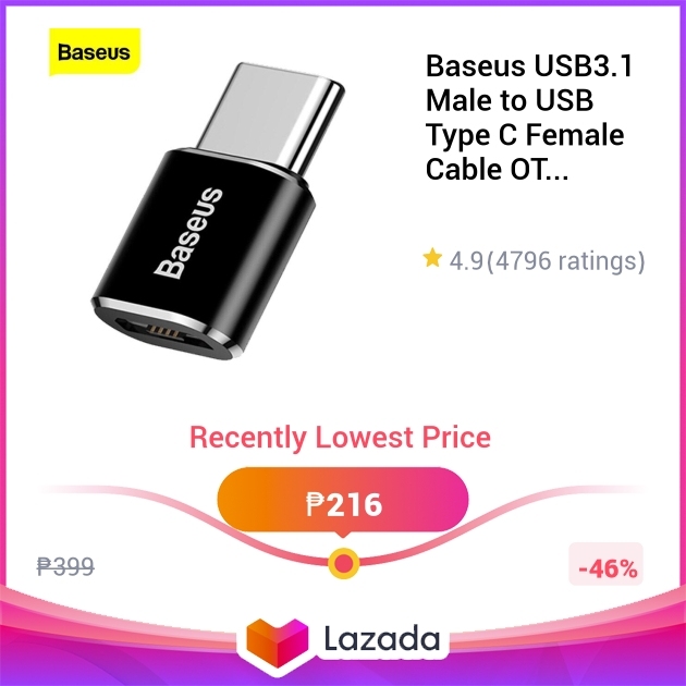 Baseus USB3.1 Male to USB Type C Female Cable OTG Adapter Converter ...
