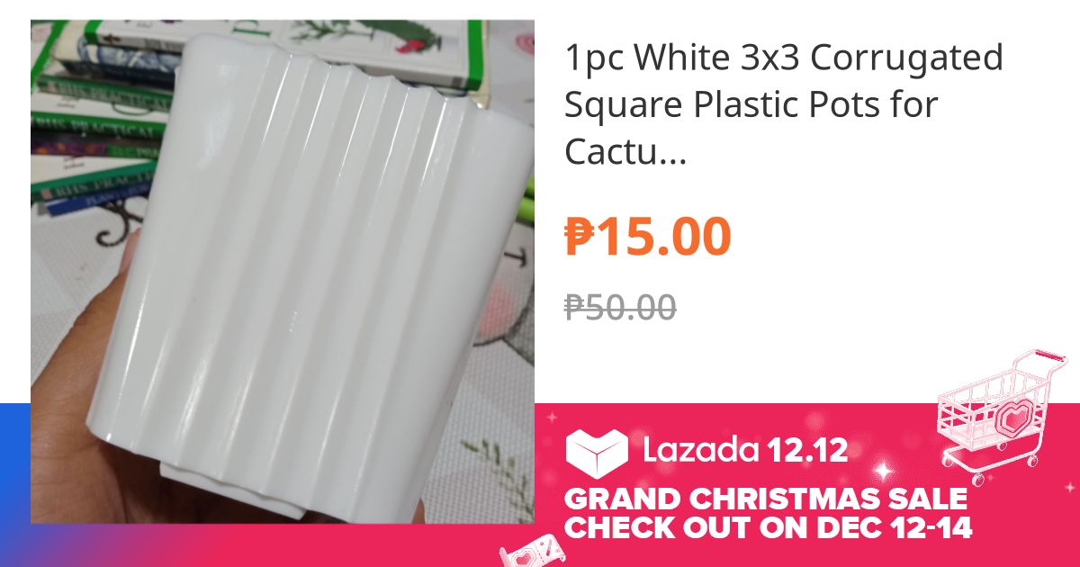 1pc White 3x3 Corrugated Square Plastic Pots for Cactus & Succulents
