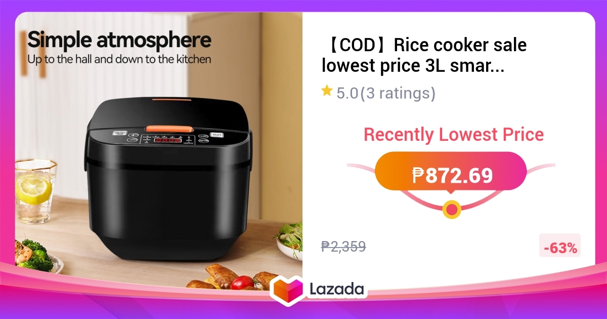 【COD】Rice cooker sale lowest price 3L smart multifunction household