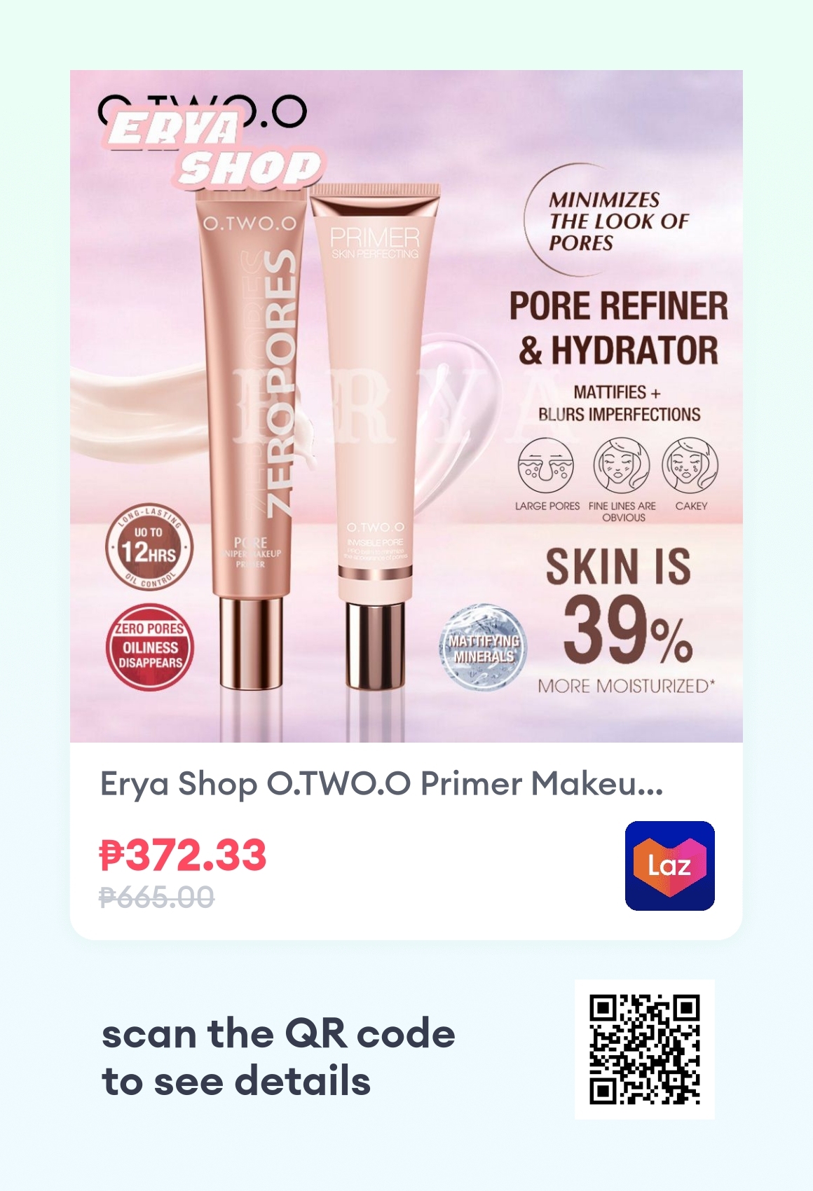 Erya Shop O.TWO.O Primer Makeup Base Face Light Oil Control Moisturizing Matte Makeup Finish