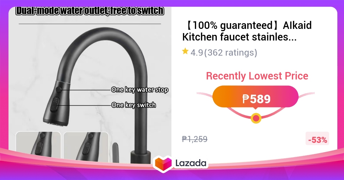 【100 guaranteed】AIkaid Kitchen faucet stainless Modes 304stainless steel,2 Effluent,hot\cold