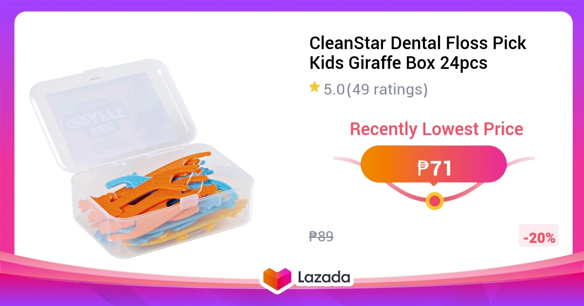 CleanStar Dental Floss Pick Kids Giraffe Box 24pcs