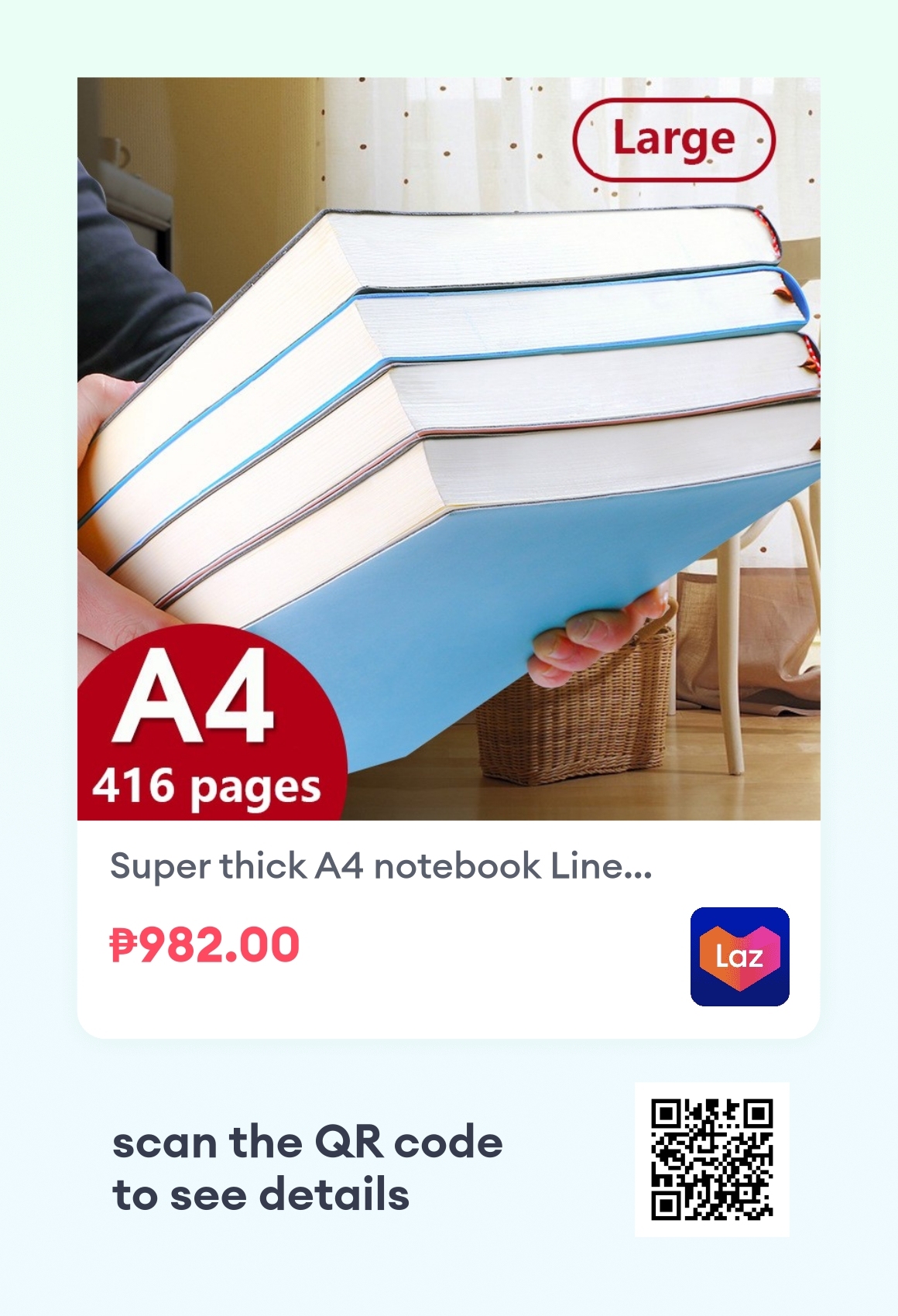 Super thick A4 notebook Lined format 200 sheets paper 80 GSM Journal ...