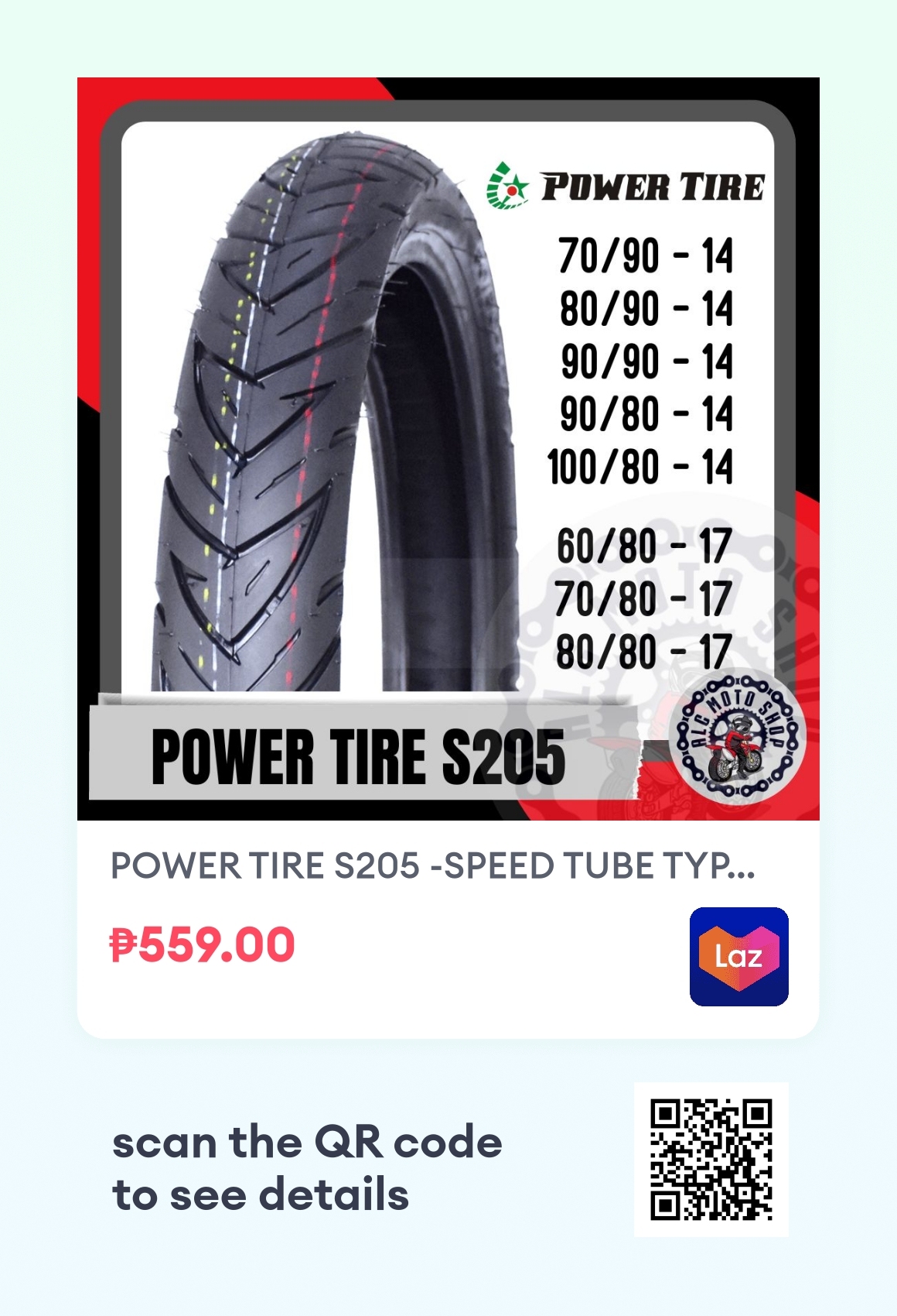 POWER TIRE S205 SPEED TUBE TYPE MOTORCYCLE TIRE MURANG GULONG SIZE