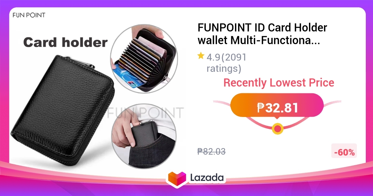 FUNPOINT ID Card Holder wallet Multi-Functional Business Card Holder ...