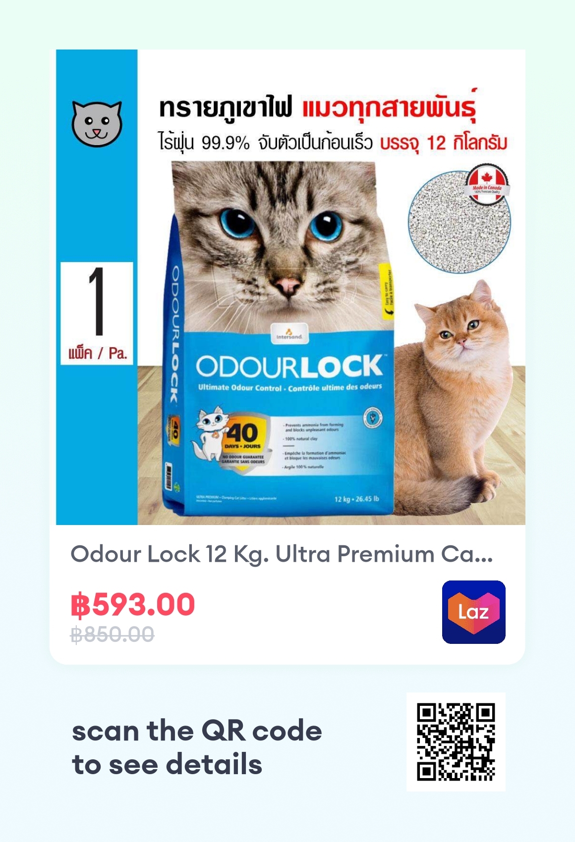 Odour Lock 12 Kg. Ultra Premium Cat Litter Ultimate Odor Control Dust ...