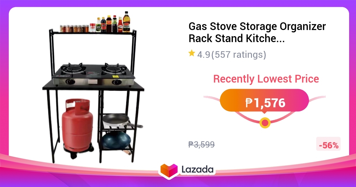 Gas Stove Storage Organizer Rack Stand Kitchen Cabinet Rack Shelf with ...