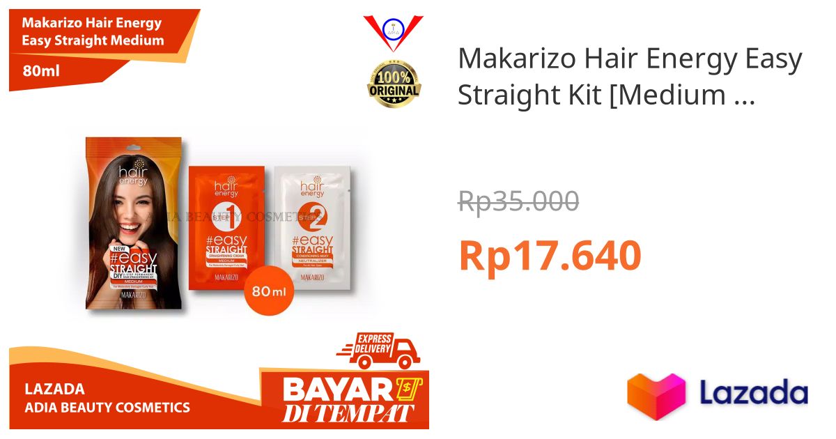 Makarizo Hair Energy Easy Straight Kit [Medium / Orange] Pelurus Rambut Untuk Rambut Keriting