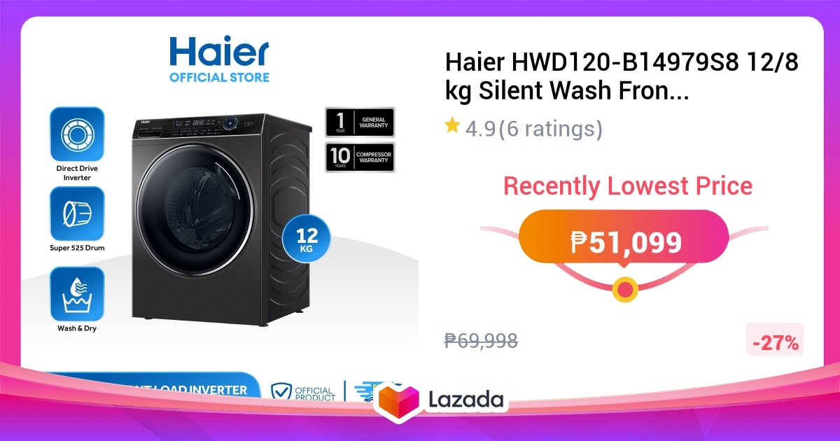Haier HWD120B14979S8 12/8 kg Silent Wash Front Load Inverter Series