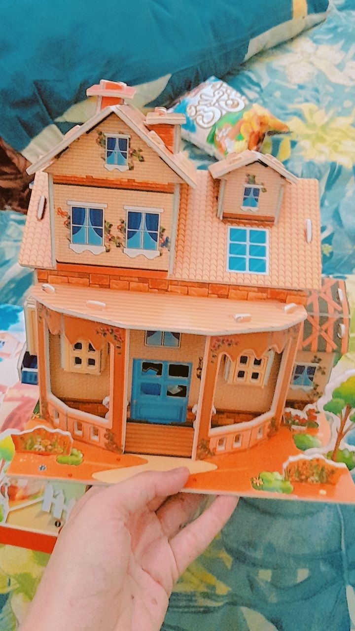DERAYEE 3D Paper House Puzzles For Kids - 2 Pack Farmhouse Building DIY Craft Toys