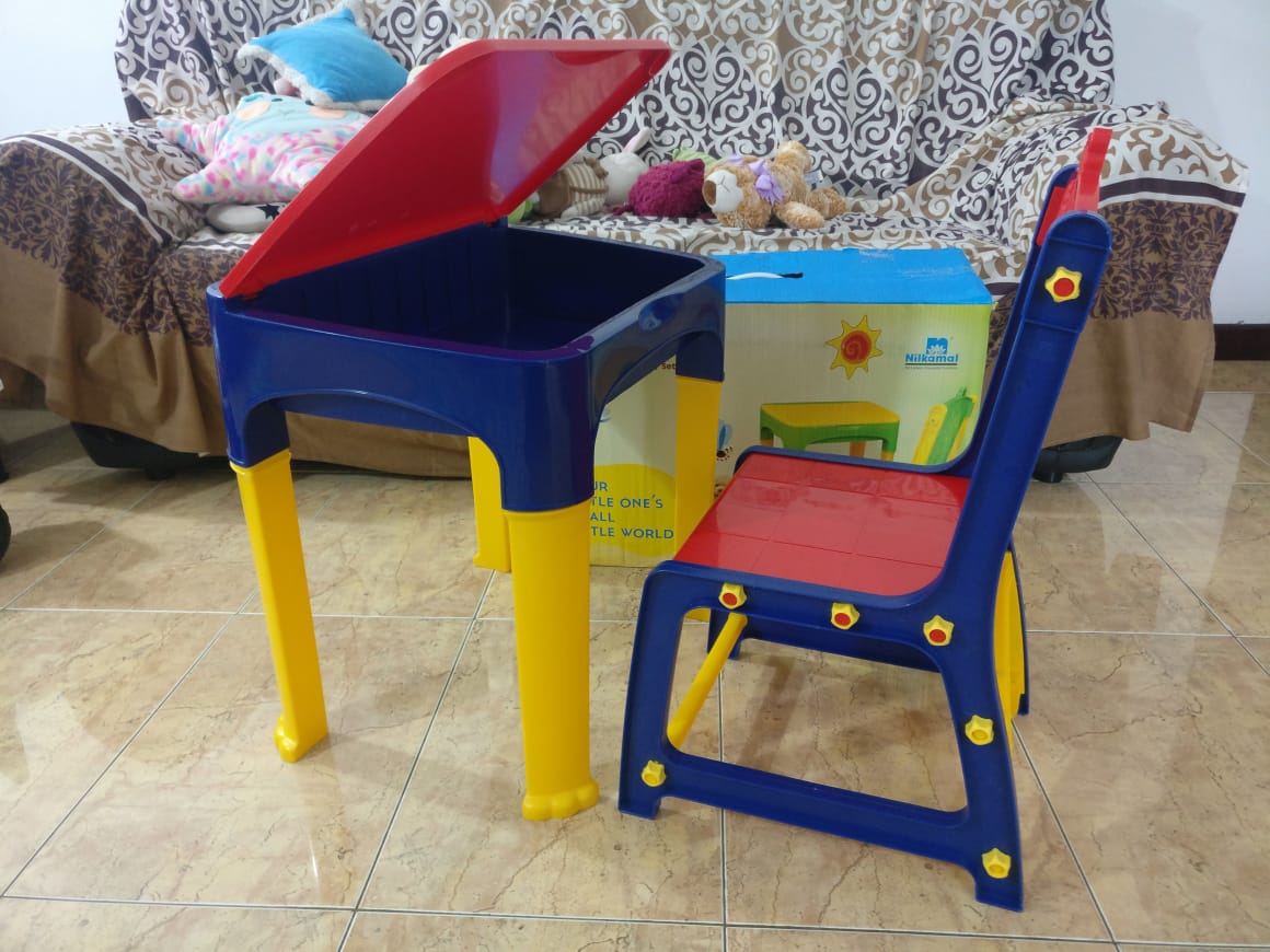 Nilkamal Kids Desk and Chair Study Chair and Table Green Yellow