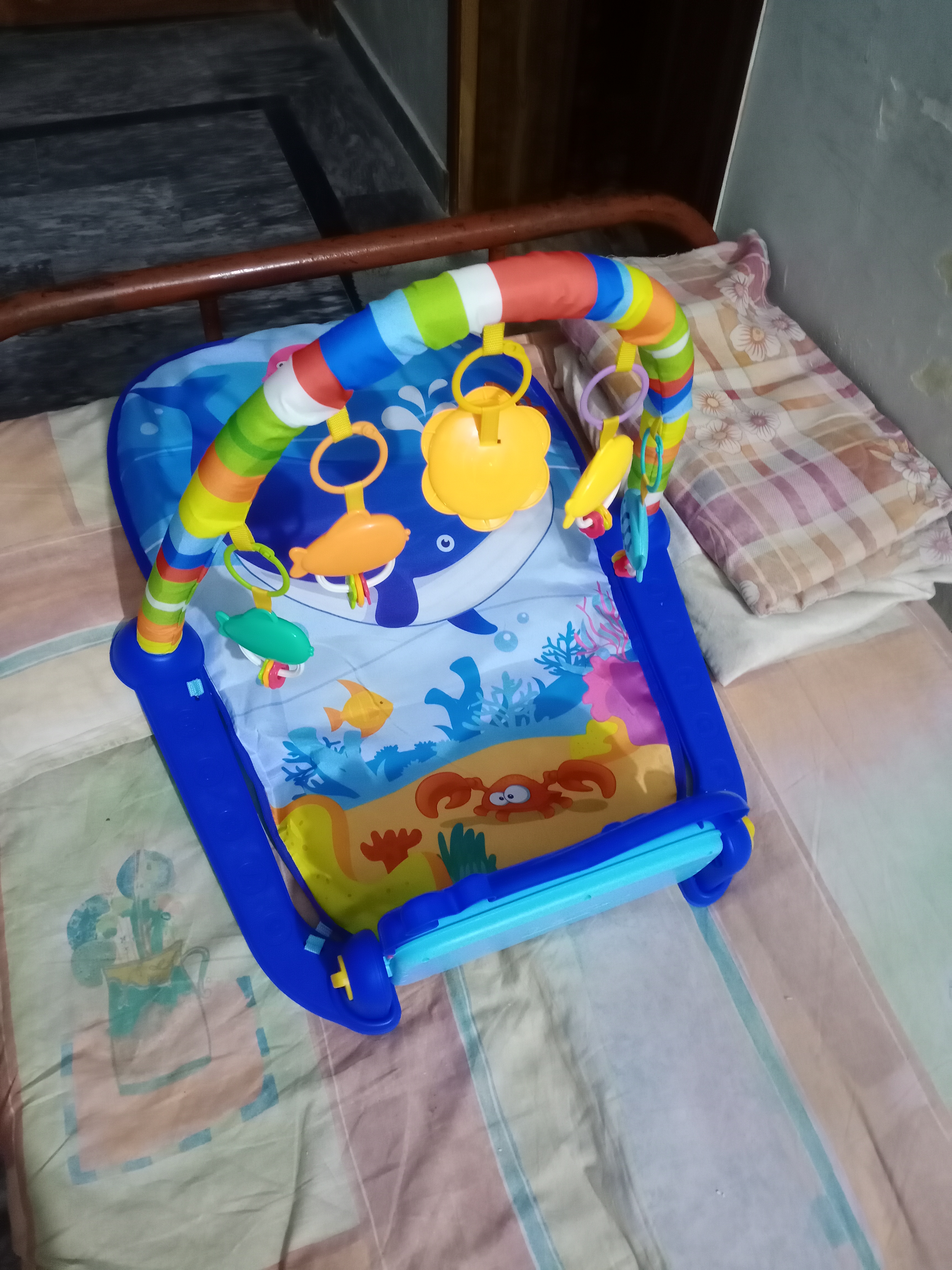 Huanger Newborn Baby Play Gym Piano Fitness Rack Mat