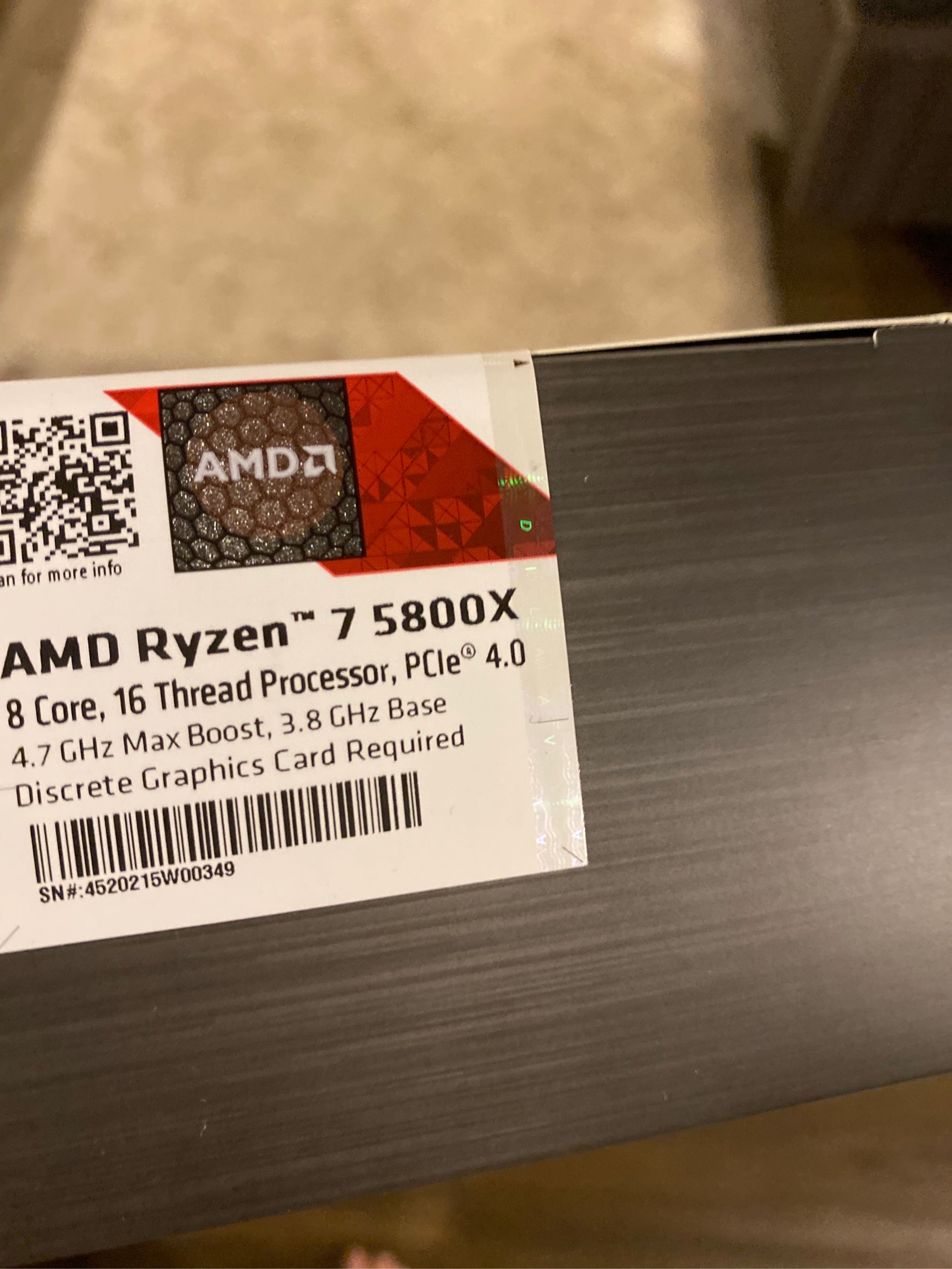 AMD Ryzen 7 5800X 8-core, 16-Thread Unlocked Desktop Processor