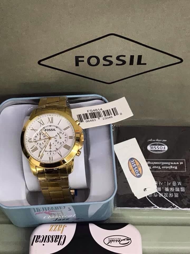 Original Fossil FS4814 Mens Grant Chronograph Stainless Steel Gold