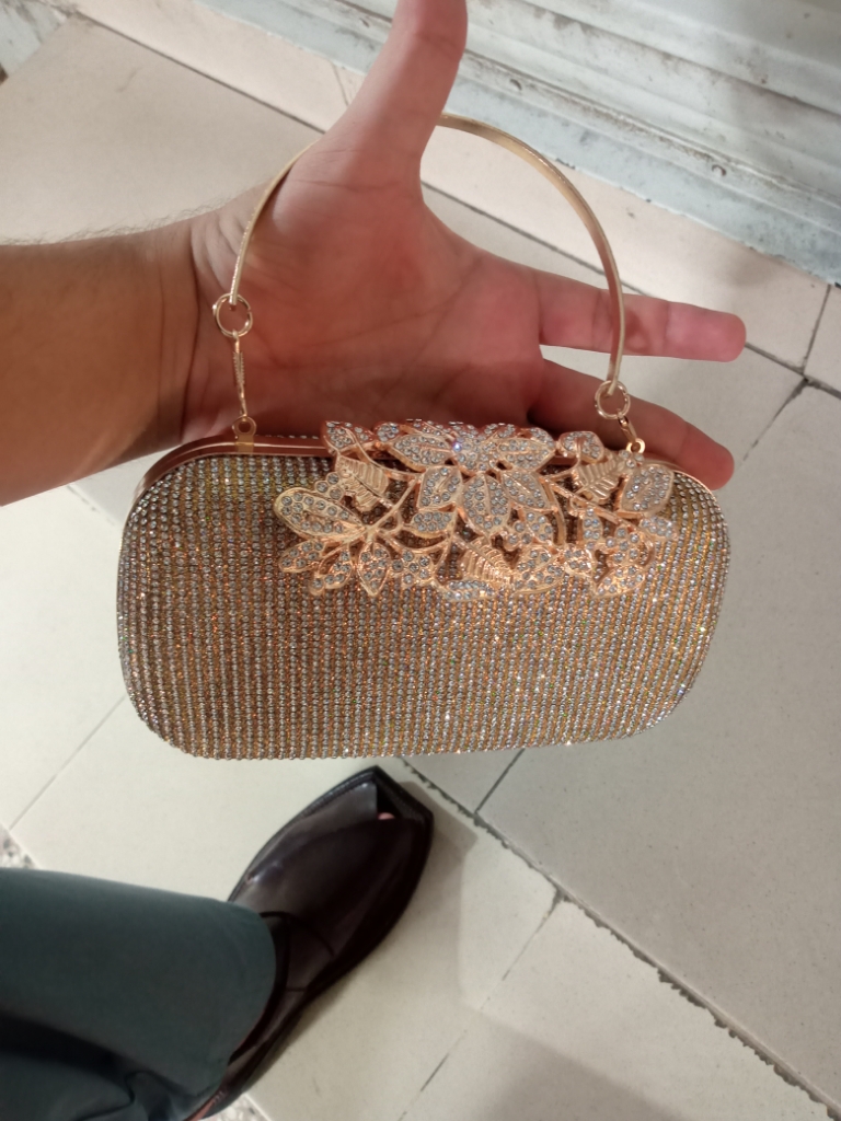 Gold shop rhinestone purse