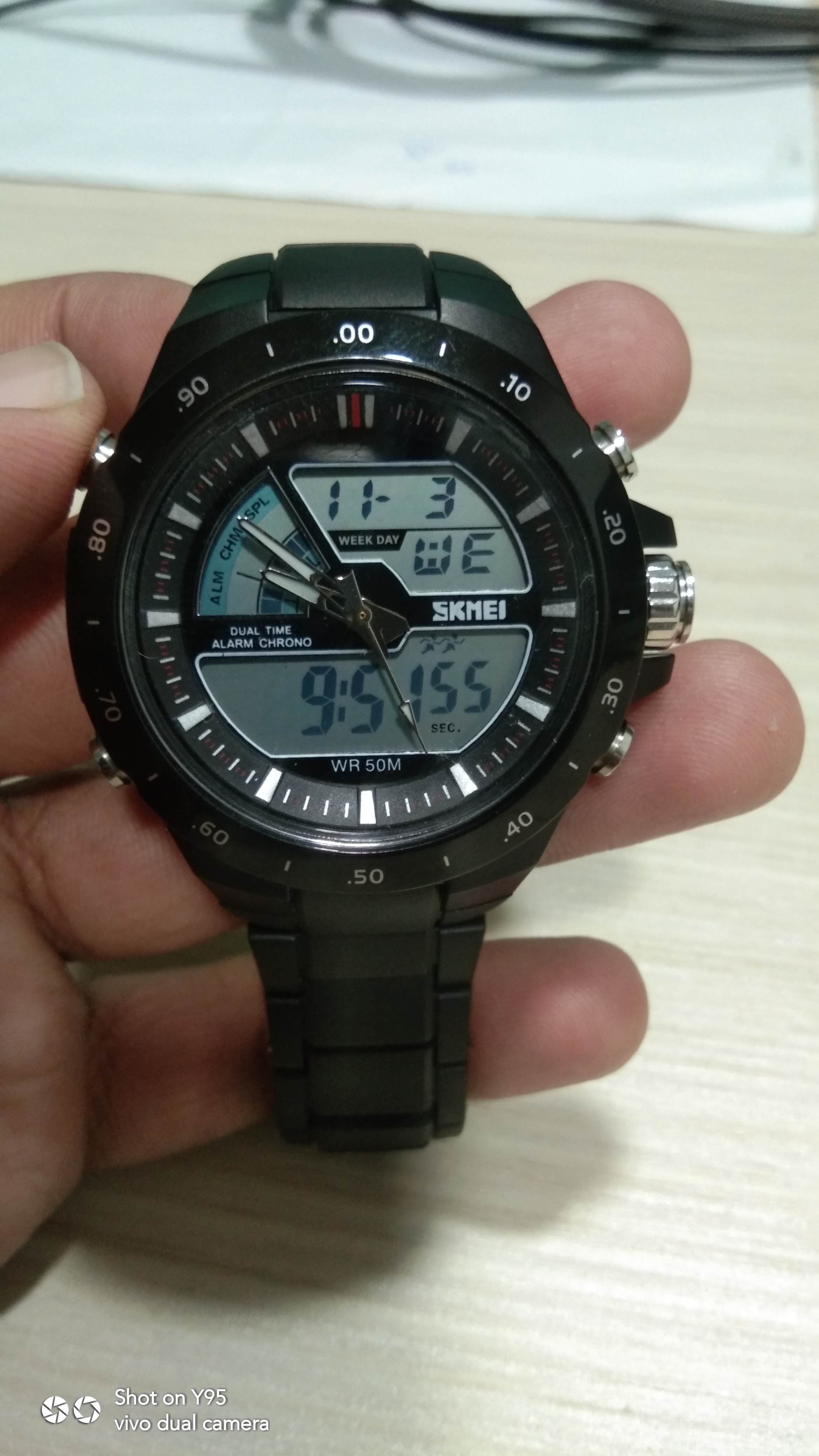 SKMEI Sports Fashion Digital Alarm Backlight Dual Display Military