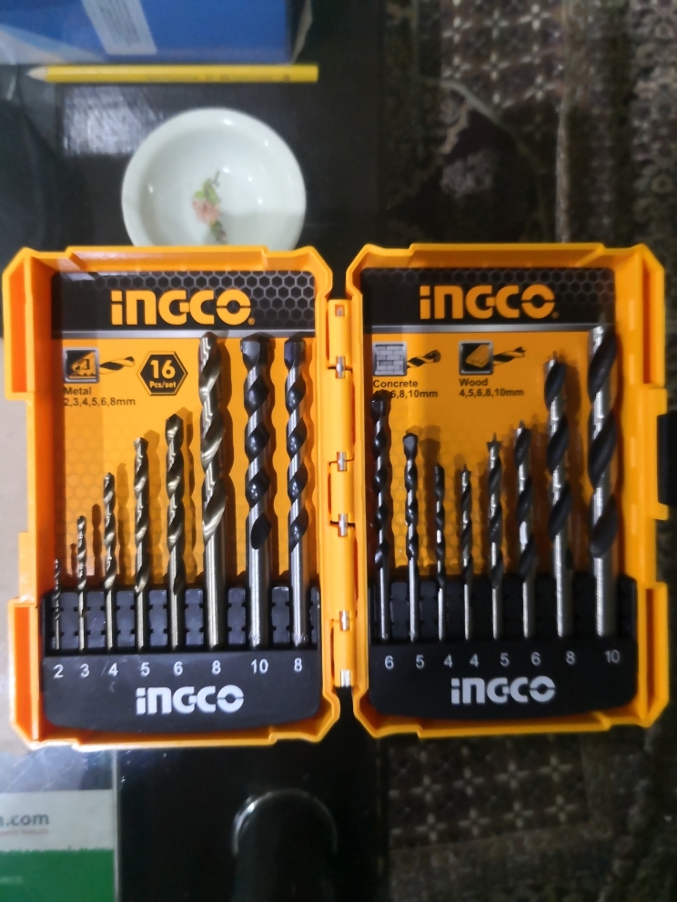  INGCO Metal Wood Concrete Drill Bit Set - 16 Pcs - Silver AKD9165