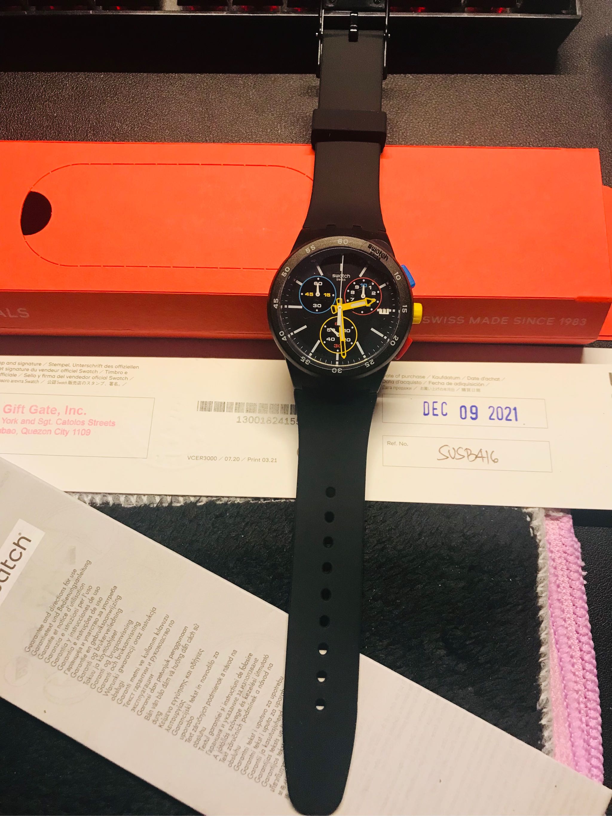 Swatch Chrono Plastic BLACK ONE SUSB416 Black Silicone Strap Watch