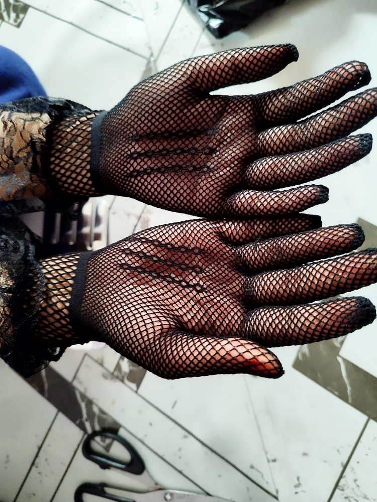 Women Black White Summer Mesh Fishnet Gloves Lace Mittens Full Finger Girls  Lace Fashion Gloves