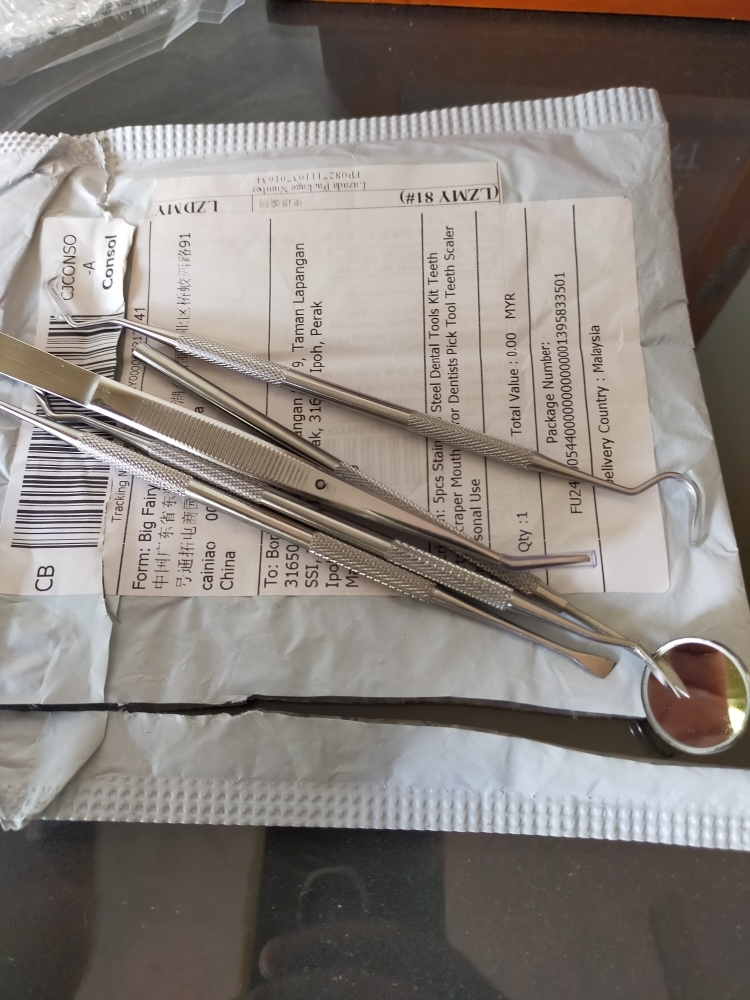 Silver 5pcs Stainless Steel Dental Tools Kit Teeth Tartar Scraper Mouth