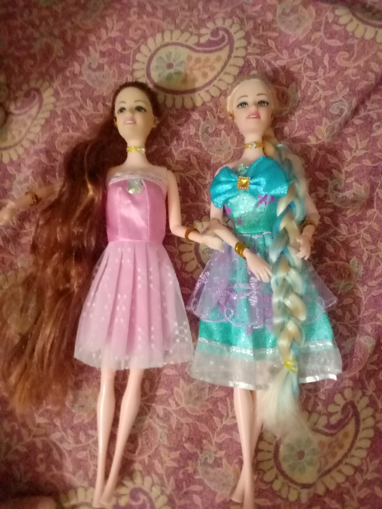 Pack Of 2 Long Hairs Barbiee Doll Set With Shoes For Kids