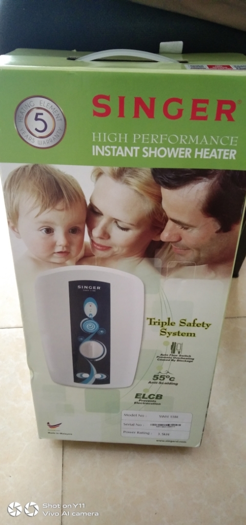 Singer Instant Shower Heater -SWH118E -1 year Singer Company warranty