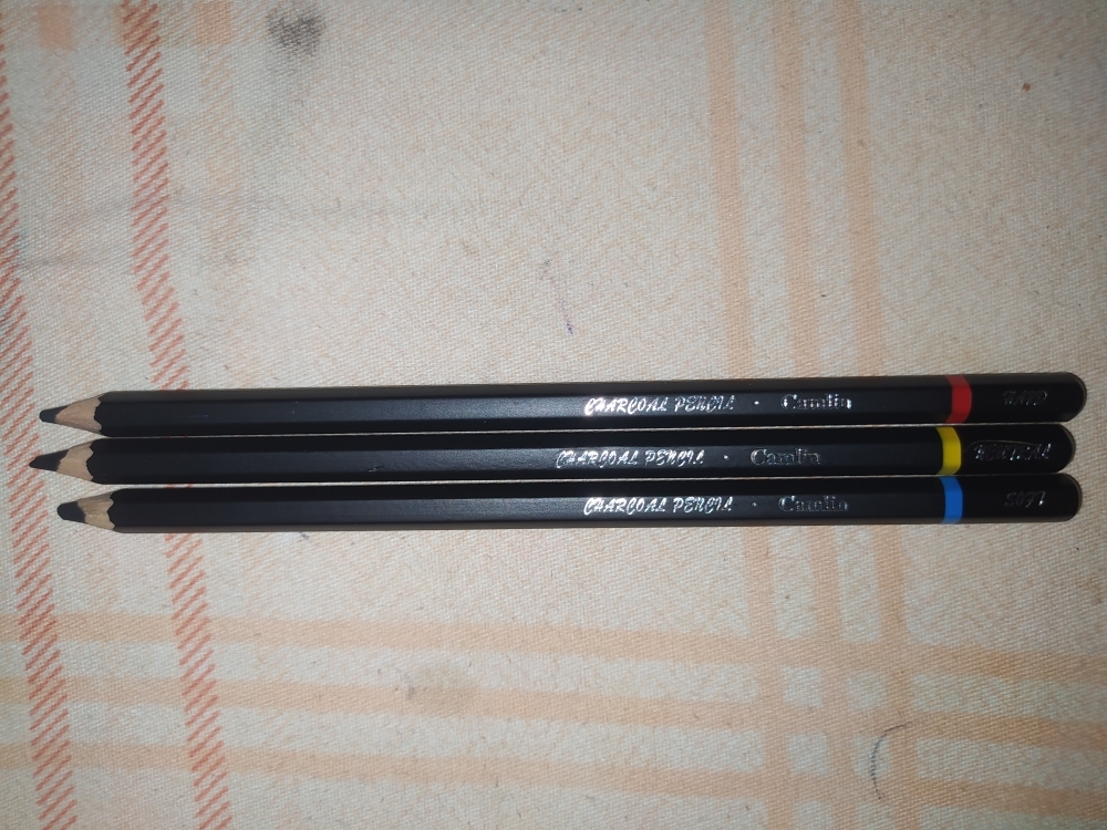 Camlin Soft/Medium/Hard Charcoal Pencils-3pcs Pencil 