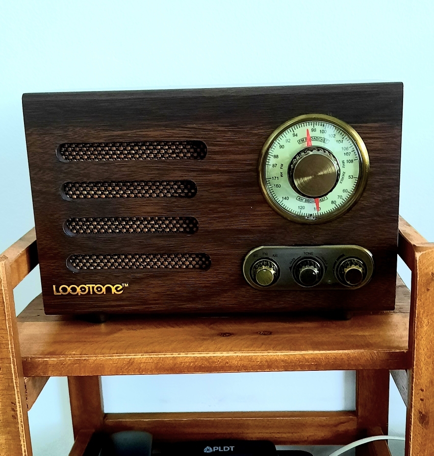 LoopTone Tabletop Hi-Fi Bluetooth AM/FM Radio Vintage Retro Classic Home  Built-in Speaker Treble&Bass Control Hand-crafted Wood