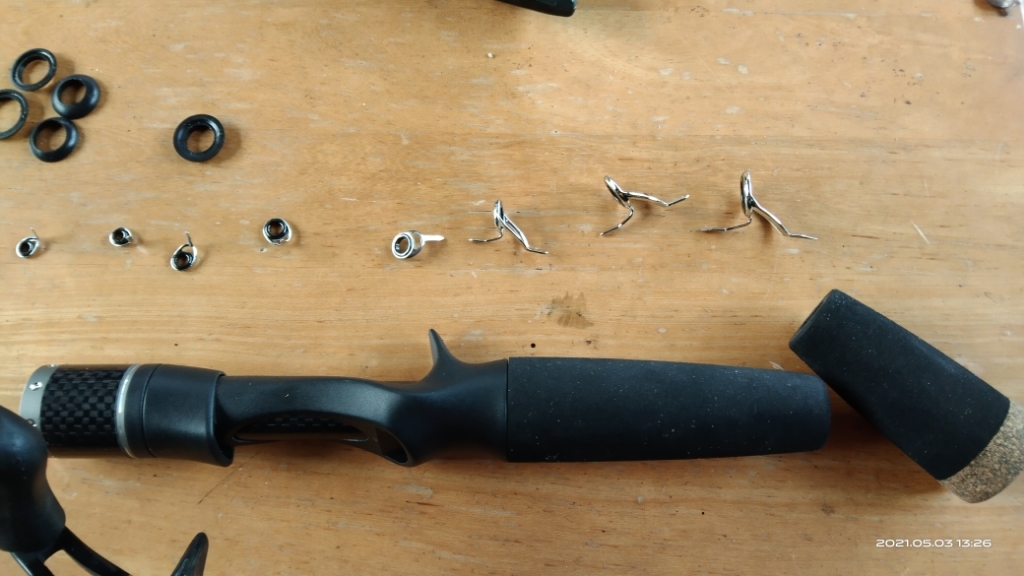 EVA Handle Split Cork Rear Grip Reel Seat Fishing Rod Building Repair  Kit(Black) PTS