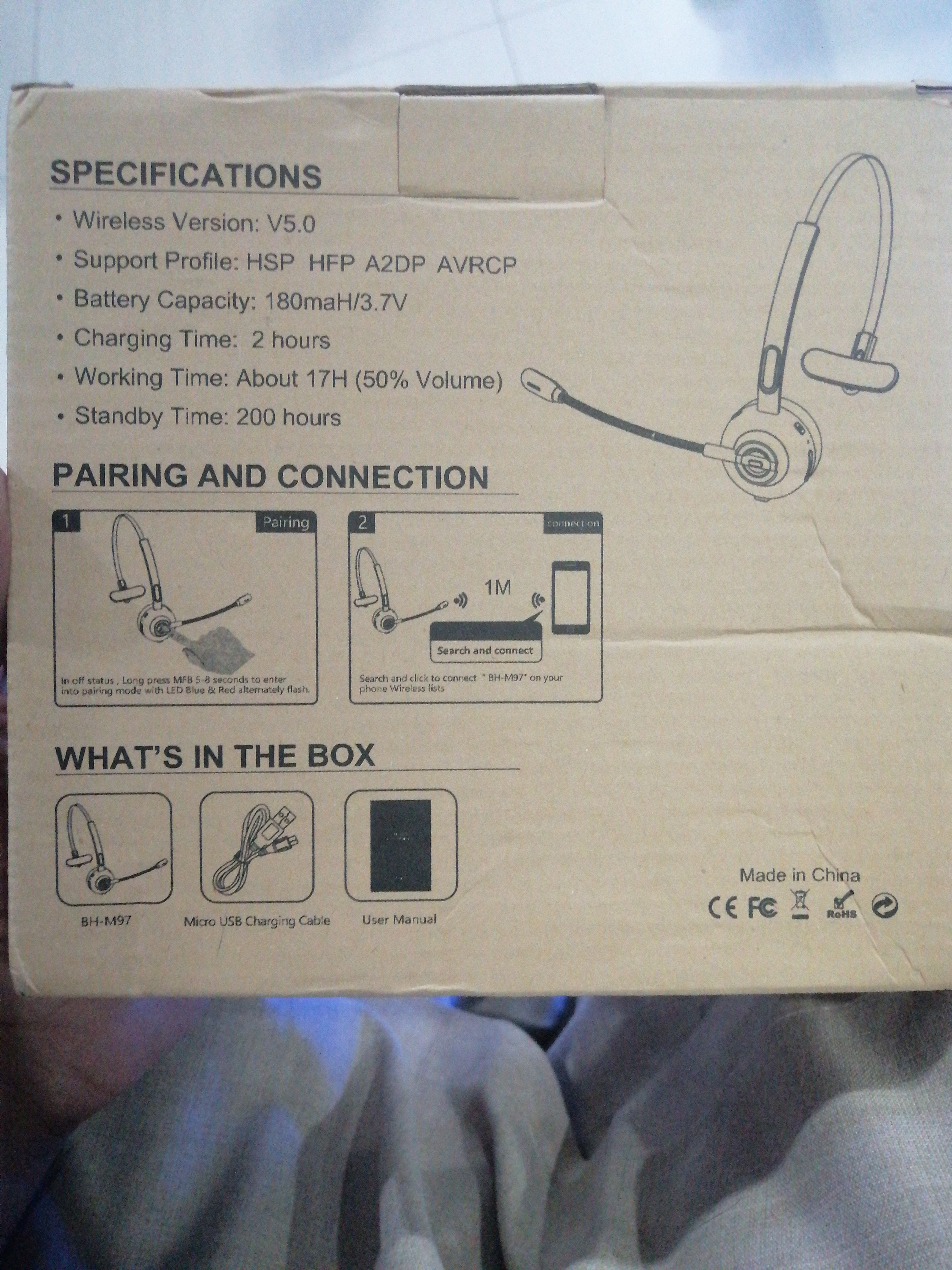 Yamay bluetooth discount headset m98 pairing