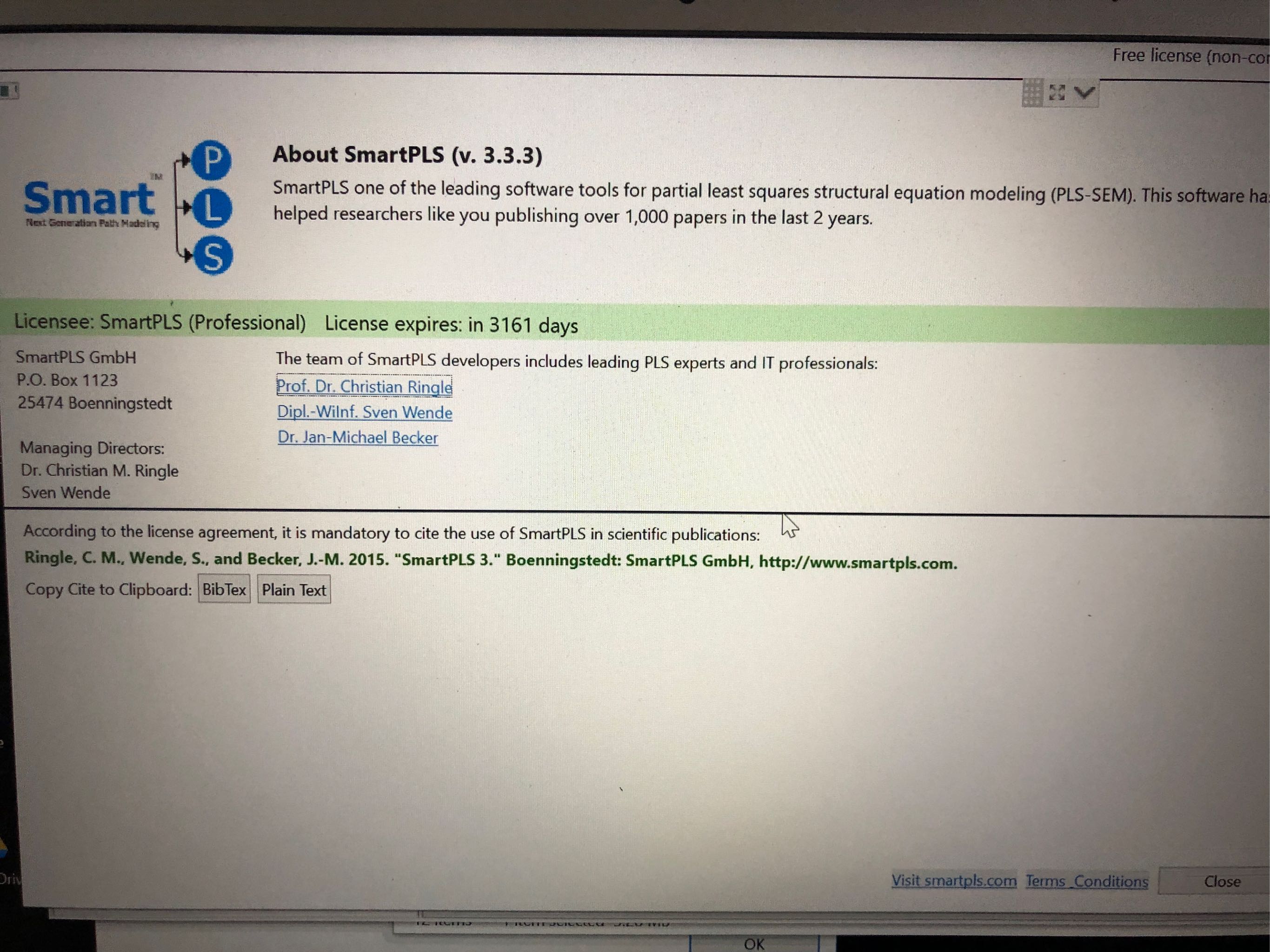 smartpls 3 professional license fee