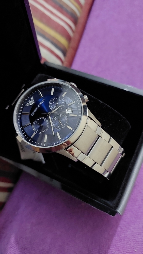 Emporio Armani Wrist Watch For Men Chronograph Quartz Stainless Steel Blue Dial 41mm Watch AR2448 Daraz.pk