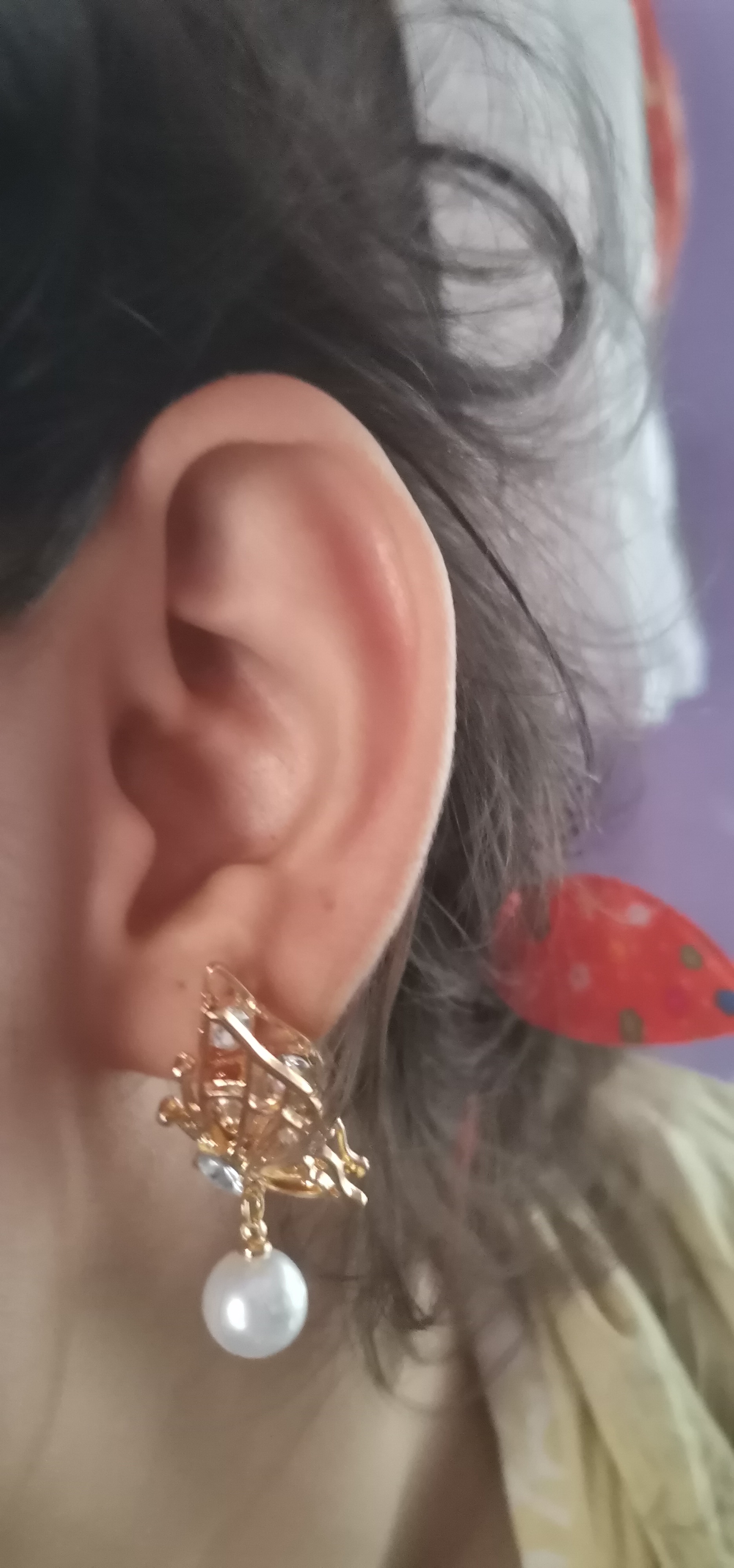 zirconia butterfly pearl earrings for girls latest design