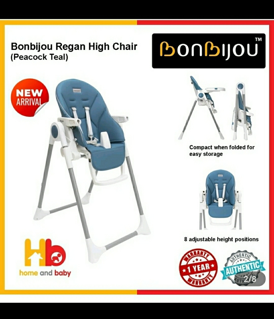 Bonbijou Regan High Chair 1 Year Warranty FOC Fashion Bib