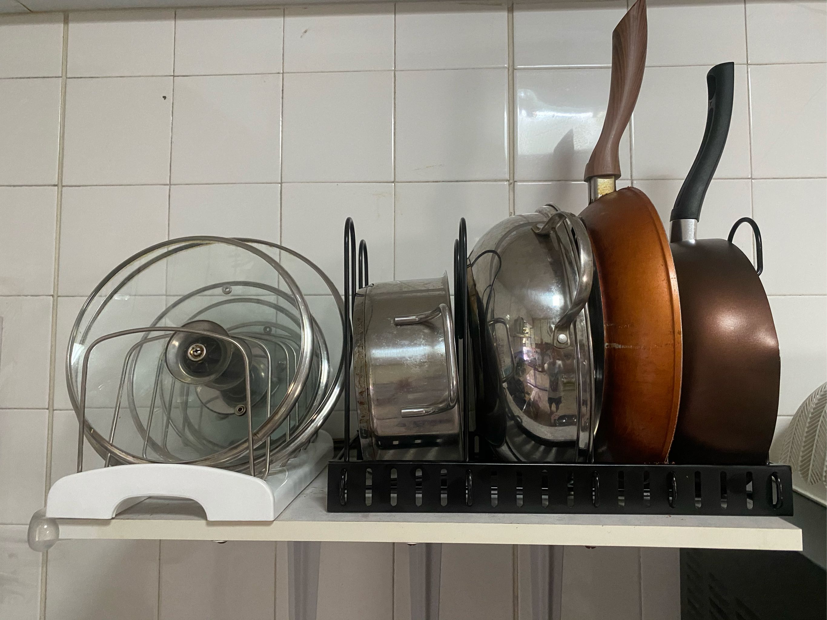 Kitchen Rack Pan Organizer Rack For Cabinet Kitchen Organizer Pot Rack With 3 Diy Methods Adjustable Pot And Pan Organizer With 8 Tiers One Sided Double Sided Pot Organizer Rack For Cabinet Kitchen Premium
