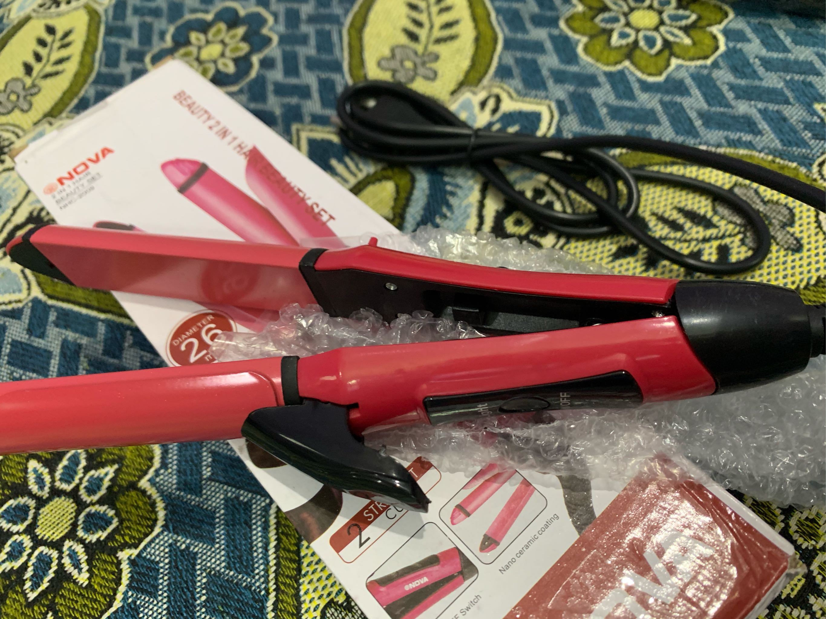  2 in 1 Nova Hair Straightener and Curler + FREE Scarf Pins 40 Pcs