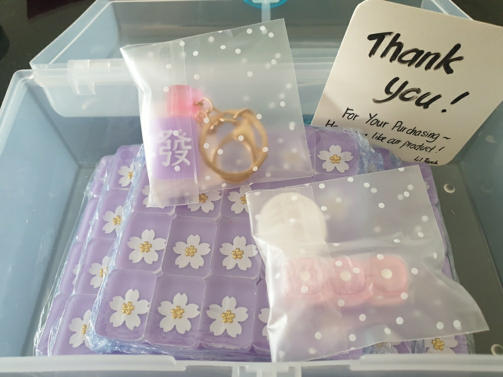 LIL TOUCH 25mm Mini RESIN MAHJONG Tiffany Blue Flower Travel Set *WITH FREE  GIFT