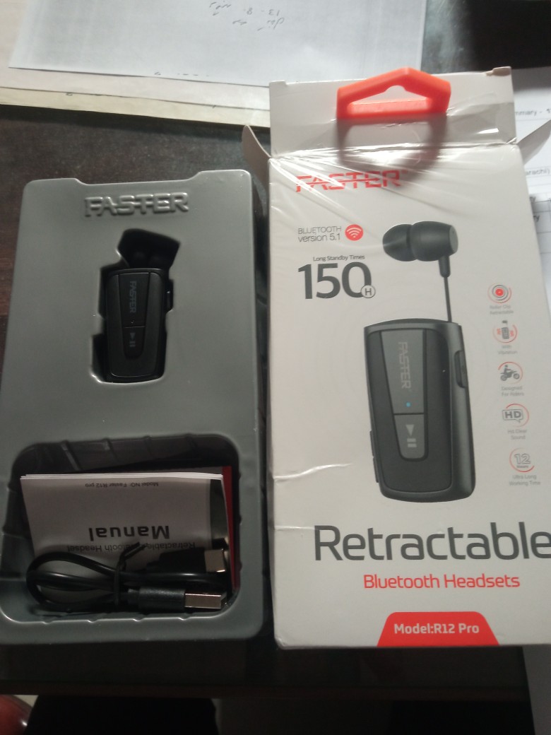 FASTER R12 Pro Retractable Bluetooth Headset Clip-on Earbuds Hands