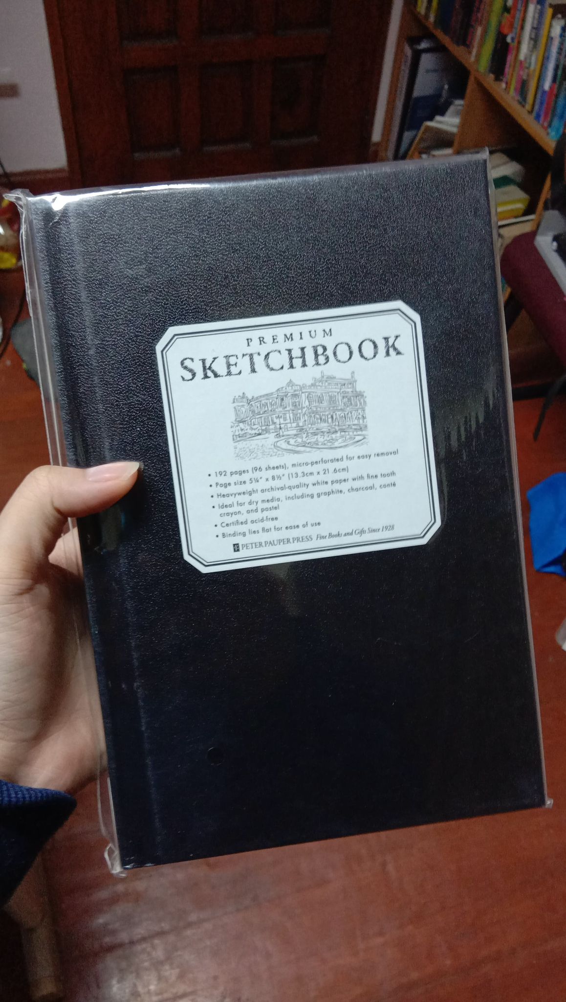 Premium Black Sketchbook Small 5 1/2 inch x 8 1/2 inch, Micro-Perforated Pages 