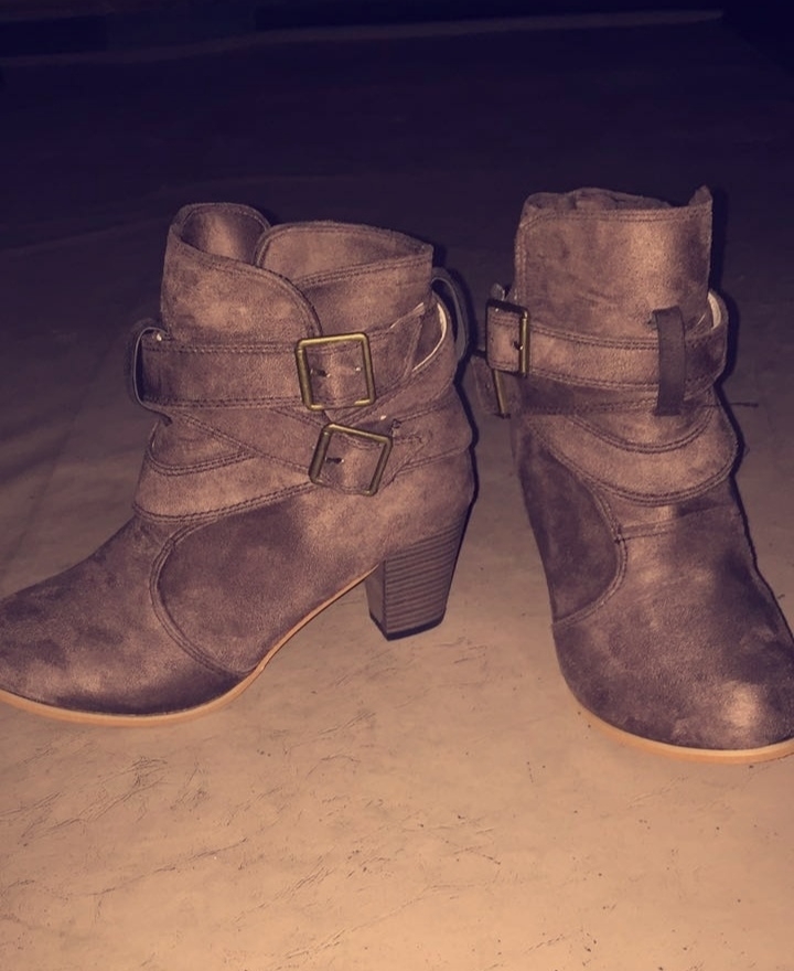  A Autumn Winter Women Ankle Boots Chunky High Heel Martin Boots Round Head