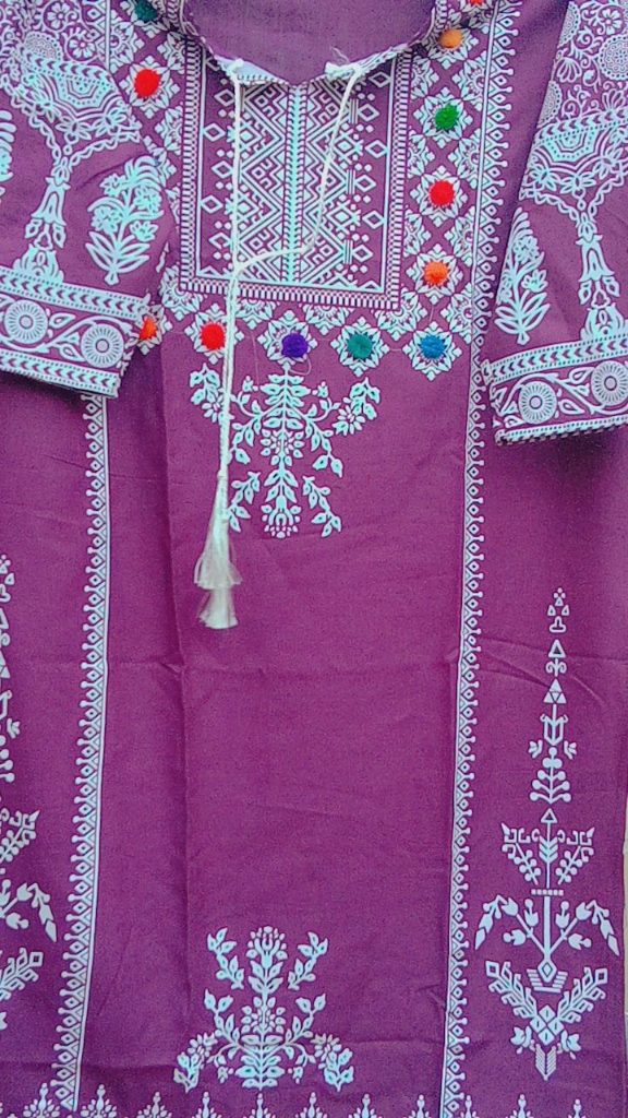 Deep maroon womens cotton kurti with printed neck and border - Size ( –  SonaMandir