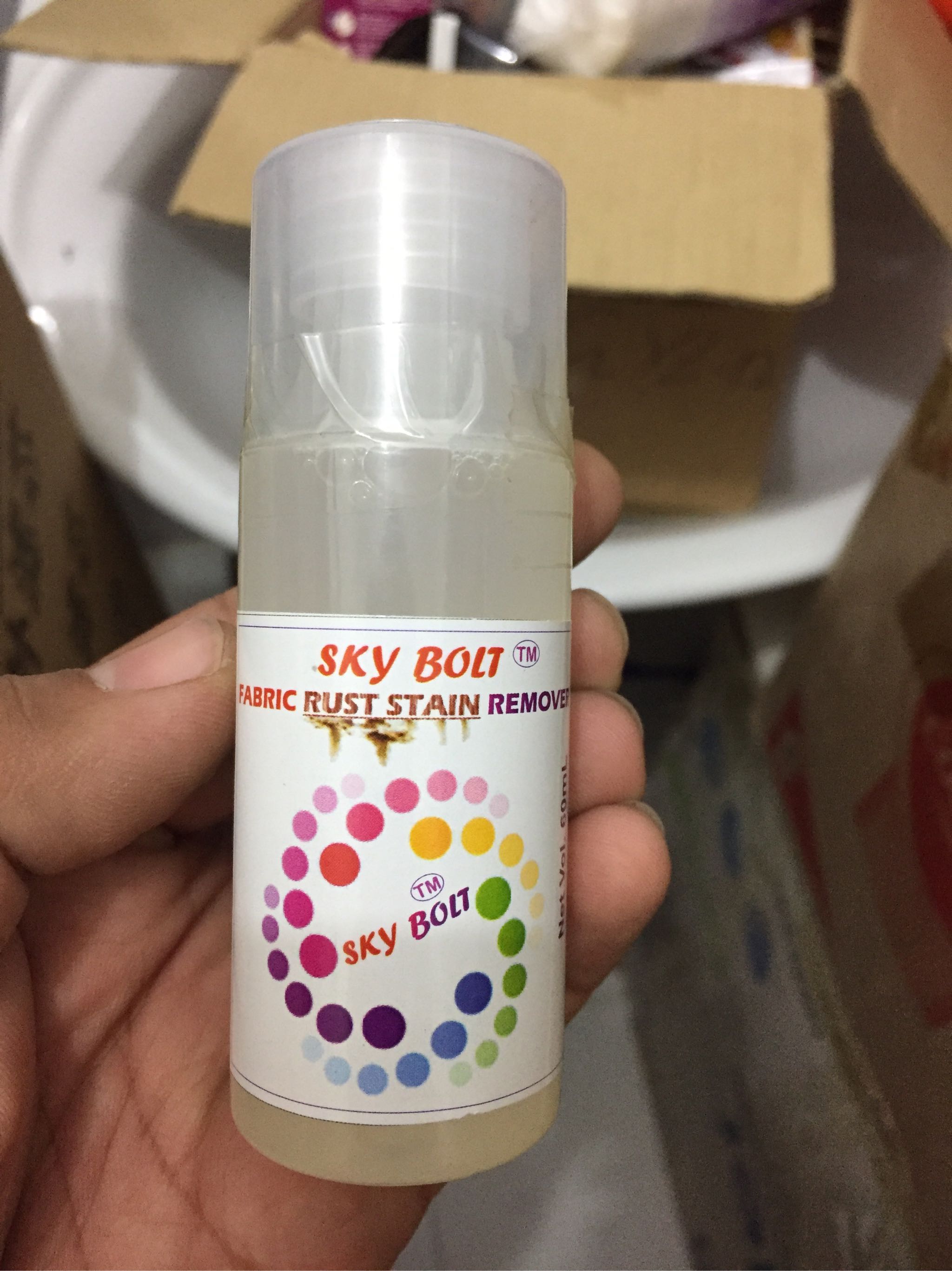 SKY BOLT RUST STAIN REMOVER, FABRIC RUST STAIN REMOVER, STAIN CLEANER