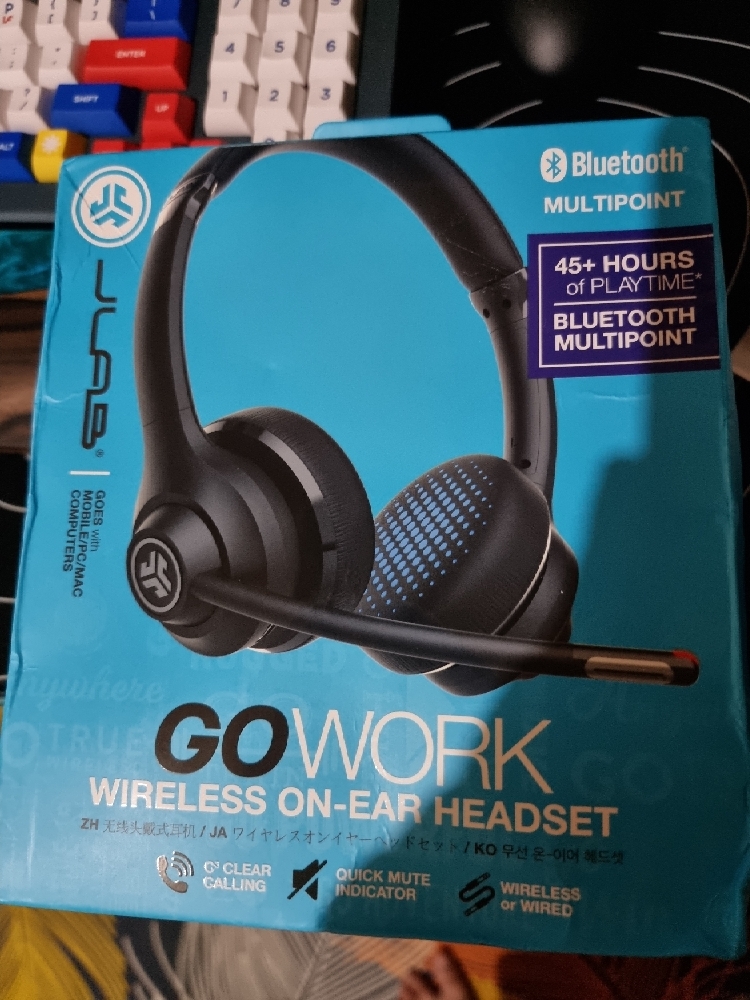 JLab Go Work Wireless Headsets with Microphone, 45+ Playtime PC Bluetooth  Headset and Multipoint Connect to Laptop Computer and Mobile, Wired or