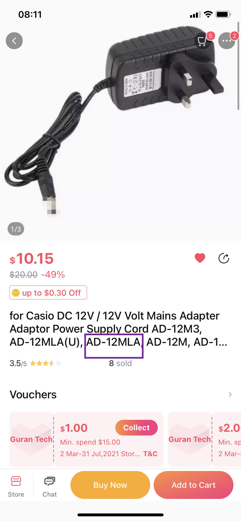 12V AC/DC Adapter For Casio AD-12FL TC4 AD-12CL FC1 AD-12WL Power Supply Charger 