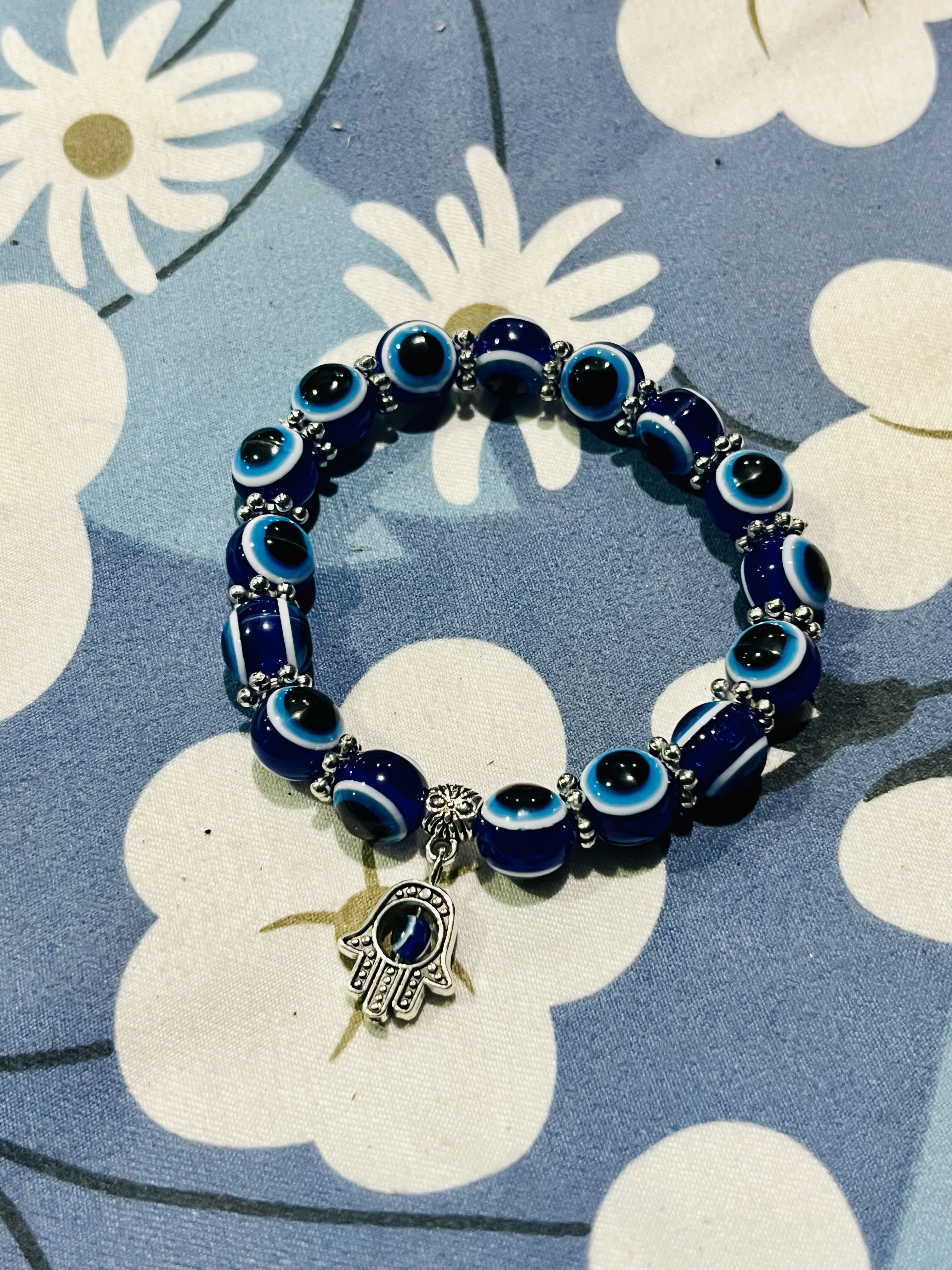 Turkish Light Blue Evil Eye Bead Bracelet - Mal de Ojo - Hamsa Stretch –  Nicole's Sensuous Smells