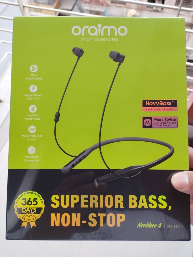 Black Oraimo OEB E50D Neck Band Headphone, Mobile at Rs 1250/box