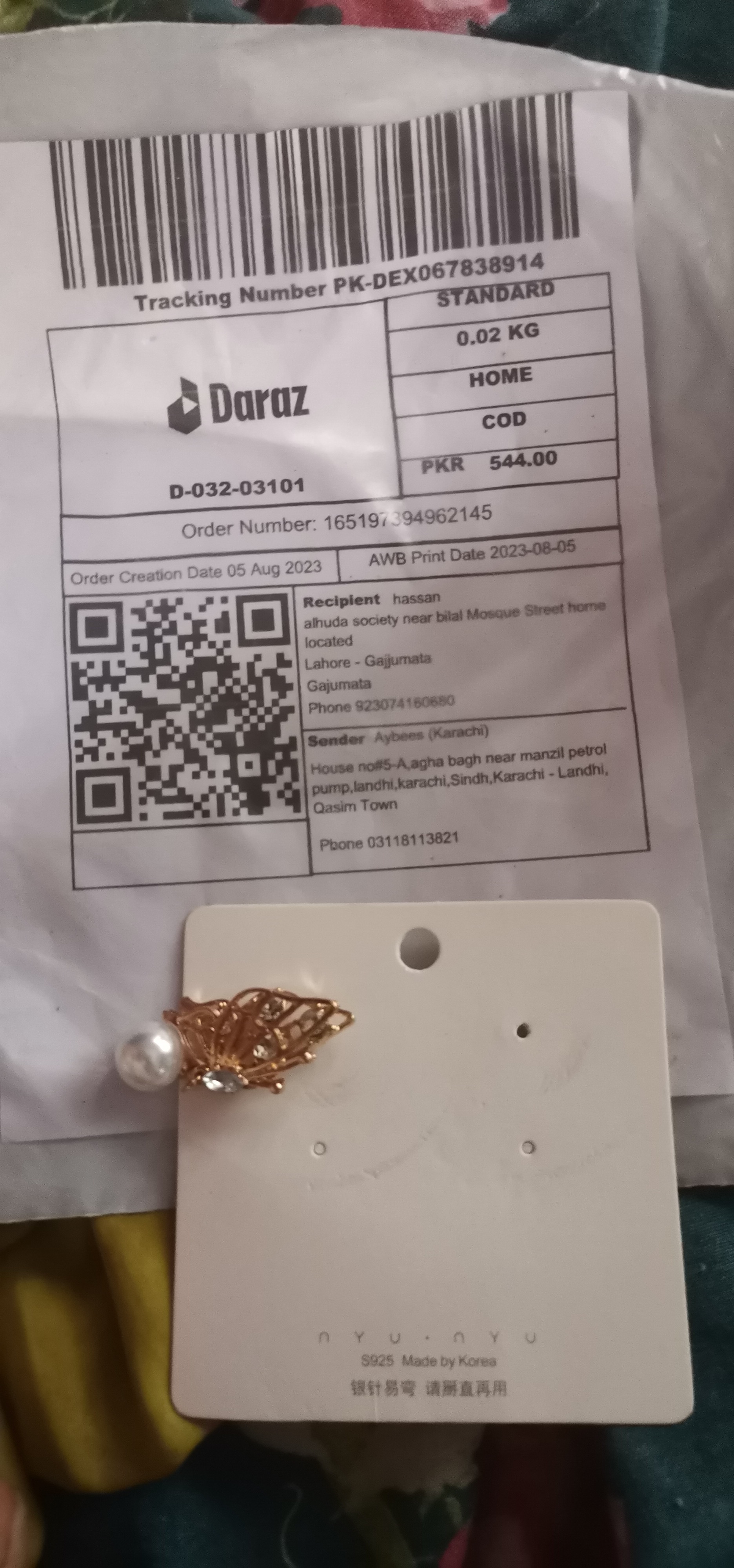 zirconia butterfly pearl earrings for girls latest design